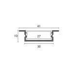 White Aluminum Profile Recessed W=30mm D=10mm , 3m/Unit