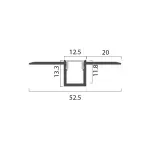 Aluminum Profile Recessed W=52.5mm D=13.3mm , 3m/Unit