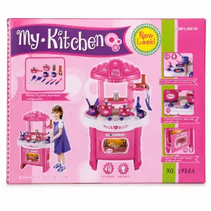 View My Kitchen 1988A Kids Pretend Kitchen Play Set with Light &… Pink