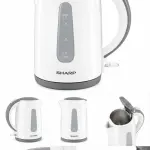 SHARP 1.7L Electric Kettle with 2200W Power 360° Cordless Base Boil-Dry Protection White/Grey – EK-JX17-W3