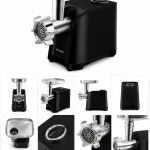 SHARP 2200W Meat Grinder with Size 8 Grinder Head Stainless Steel Blade 3 Grinding Discs Black – EG-PL41-K3