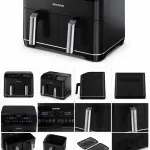 SHARP 1800W Air Fryer with 8L Capacity Dual Drawers 8 Pre-Set Programs 12 Auto Menus Black – KF-DF80RT-K3