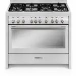 Glem Gas Magnifica 120×60cm Stainless Steel Freestanding Gas Cooker with 6 Burners 134L Multifunction Gas Oven Fan – MG626RI