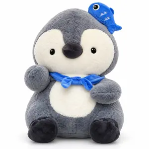 View Penguin Plush with Scarf and Fish