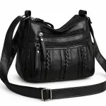 Vertical Black Crossbody Bag with Multiple Pockets