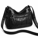 Black Crossbody Bag with Square Stitching