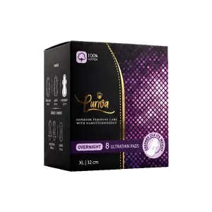 View Puriva Overnight - 8 Ultra Thin Pads - 32 cm