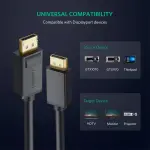 UGREEN DP كابل ذكر إلى ذكر 2m (أسود)