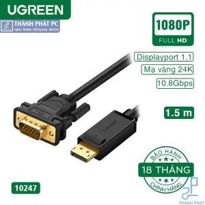 UGREEN DP Male to VGA Male Cable 1.5m (Black)