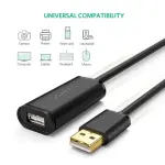 UGREEN USB 2.0 كابل تمديد نشط مع Chipset 10m (أسود)