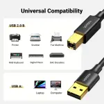 UGREEN USB 2.0 AM إلى BM كابل طابعة 3m (أسود)