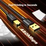 UGREEN USB 2.0 AM إلى BM كابل طابعة 3m (أسود)