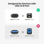 UGREEN USB 2.0 AM إلى BM كابل طابعة 5m (أسود)
