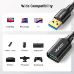 UGREEN USB 3.0 تمديد ذكر كابل 1m (أسود)