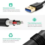 UGREEN USB-A 3.0 كابل ذكر إلى ذكر 2m (أسود)