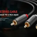 UGREEN 3.5mm ذكر إلى 2RCA ذكر كابل صوت 1.5m (رمادي)