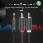 UGREEN 3.5mm ذكر إلى 2RCA ذكر كابل صوت 5m (رمادي)
