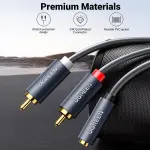 UGREEN 3.5mm أنثى إلى 2RCA ذكر كابل صوت 0.25m (رمادي)