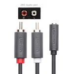 UGREEN 3.5mm أنثى إلى 2RCA ذكر كابل صوت 0.25m (رمادي)