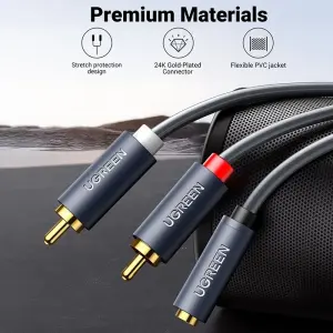 UGREEN 3.5mm أنثى إلى 2RCA ذكر كابل صوت 0.25m (رمادي)