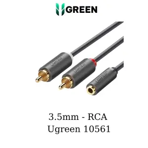 عرض UGREEN 3.5mm Female to 2RCA Male Audio Cable 0.25m (Gray)