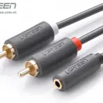 UGREEN 3.5mm أنثى إلى 2 RCA ذكر كابل صوت 1M