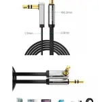 UGREEN 3.5mm Male to 3.5mm Male Straight to angle flat Cable 1m (Black)