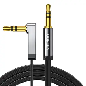 UGREEN 3.5mm Male to 3.5mm Male Straight to angle flat Cable 2m (Black)