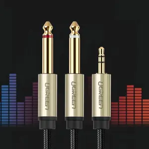 UGREEN 3.5mm TRS to Dual 6.35mm TS Audio Cable 2m (Gray)
