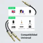 UGREEN 3.5mm TRS to Dual 6.35mm TS Audio Cable 5m (Gray)