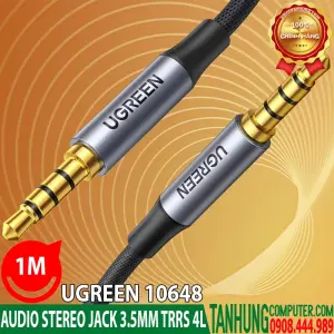 UGREEN 3.5mm Male to Male 4-Pole Microphone Audio Cable 1m (Blue aluminum shell + Braid)