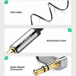 UGREEN 3.5mm ذكر إلى 3.5mm ذكر Straigth إلى angle كابل مسطح 3m (أسود)