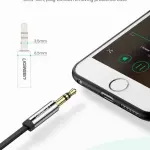 UGREEN 3.5mm ذكر إلى 3.5mm ذكر Straigth إلى angle كابل مسطح 3m (أسود)
