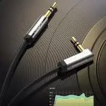 UGREEN 3.5mm ذكر إلى 3.5mm ذكر Straigth إلى angle كابل مسطح 3m (أسود)