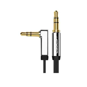رض UGREEN 3.5mm Male to 3.5mm Male Straigth to angle flat… (Black)