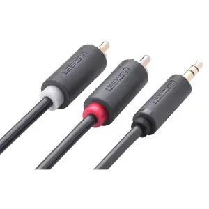 UGREEN 3.5mm ذكر إلى 2RCA ذكر كابل صوت 1m (رمادي)