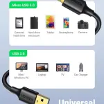 UGREEN USB 3.0 A ذكر إلى Micro USB 3.0 ذكر كابل 0.5m (أسود)