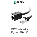 UGREEN Cat 6 F/UTP تمديد إيثرنت RJ45 ذكر/أنثى كابلات توصيل 1m (أسود)