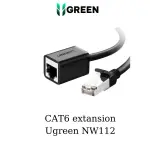 UGREEN Cat 6 F/UTP تمديد إيثرنت RJ45 ذكر/أنثى كابلات توصيل 1m (أسود)
