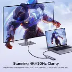UGREEN USB-C إلى 2*USB 3.0 A+USB-C+HDMI 4K@30Hz max + SD/TF + PD محول متعدد الوظائف