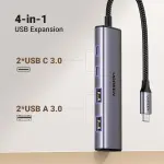 UGREEN USB-C إلى 2-منفذ USB-A + 2-منفذ موزع USB-C حتى 5Gpbs Without منفذ طاقة (ألمنيوم علبة)