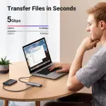 UGREEN USB-C إلى 2-منفذ USB-A + 2-منفذ موزع USB-C حتى 5Gpbs Without منفذ طاقة (ألمنيوم علبة)