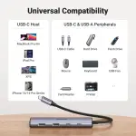UGREEN USB-C إلى 2-منفذ USB-A + 2-منفذ موزع USB-C حتى 5Gpbs Without منفذ طاقة (ألمنيوم علبة)