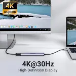 UGREEN USB-C إلى 1*USB 3.0 حتى 5Gpbs + 2*USB 2.0 حتى 480Mbps + HDMI منفذ مع PD 100Watt محول (ألمنيوم علبة)