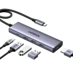 UGREEN USB-C إلى HDMI + 3*USB 3.0 حتى 5Gpbs + USB-C PD Power محول محول متعدد الوظائف (ألمنيوم علبة)