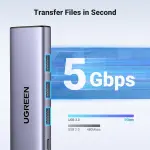 UGREEN USB-C إلى 3*USB 3.0 A أنثى, 1*HDMI 4K + 1*USB-C PD محول متعدد الوظائف