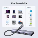 UGREEN USB-C إلى 3*USB 3.0 A أنثى, 1*HDMI 4K + 1*USB-C PD محول متعدد الوظائف
