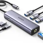 UGREEN USB-C to 3*USB 3.0 A + HDMI 4K@30Hz + RJ45 Gigabit + PD Multifunction Adapter