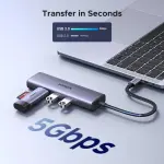 UGREEN USB-C إلى 3*USB 3.0 A + HDMI 4K@30Hz + RJ45 Gigabit + PD محول متعدد الوظائف