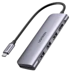 UGREEN USB-C 3*USB 3.0 A+HDMI 4K@30Hz;2K@60HZ;1080P@120Hz + VGA + RJ45 + SD/TF + 3.5mm Audio + PD محول